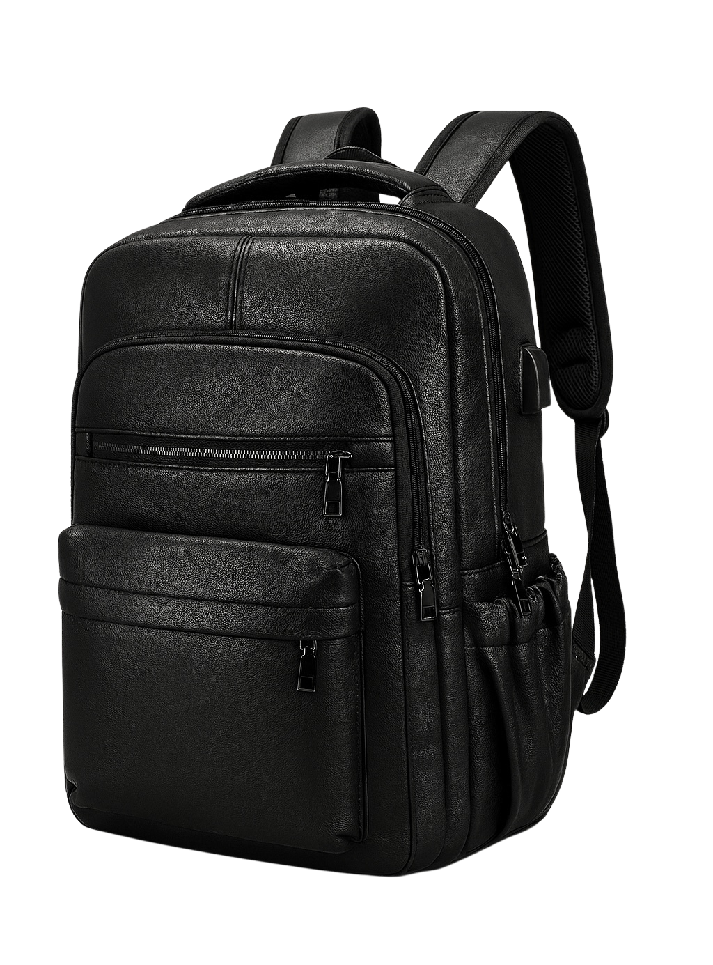 "EliteCharge“ PU-Leder Laptop-Rucksack - Hochwertiger USB-Lade-Rucksack