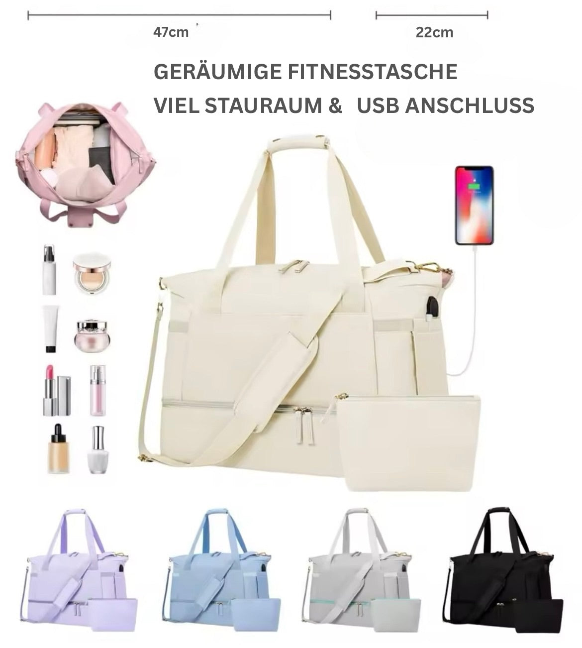 „ AllSet“ GymBag – smarte Sport- und Reisetasche mit USB