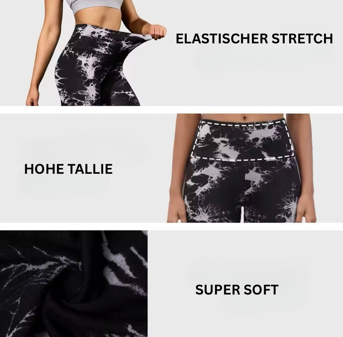 „Glowup“ Capri-Batik-Leggings, hohe Taille & Push-up